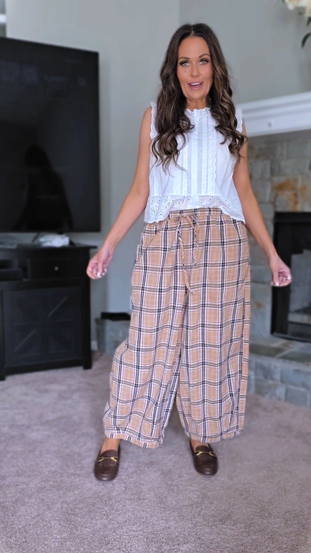 Tarse Plaid Cotton Linen Pants