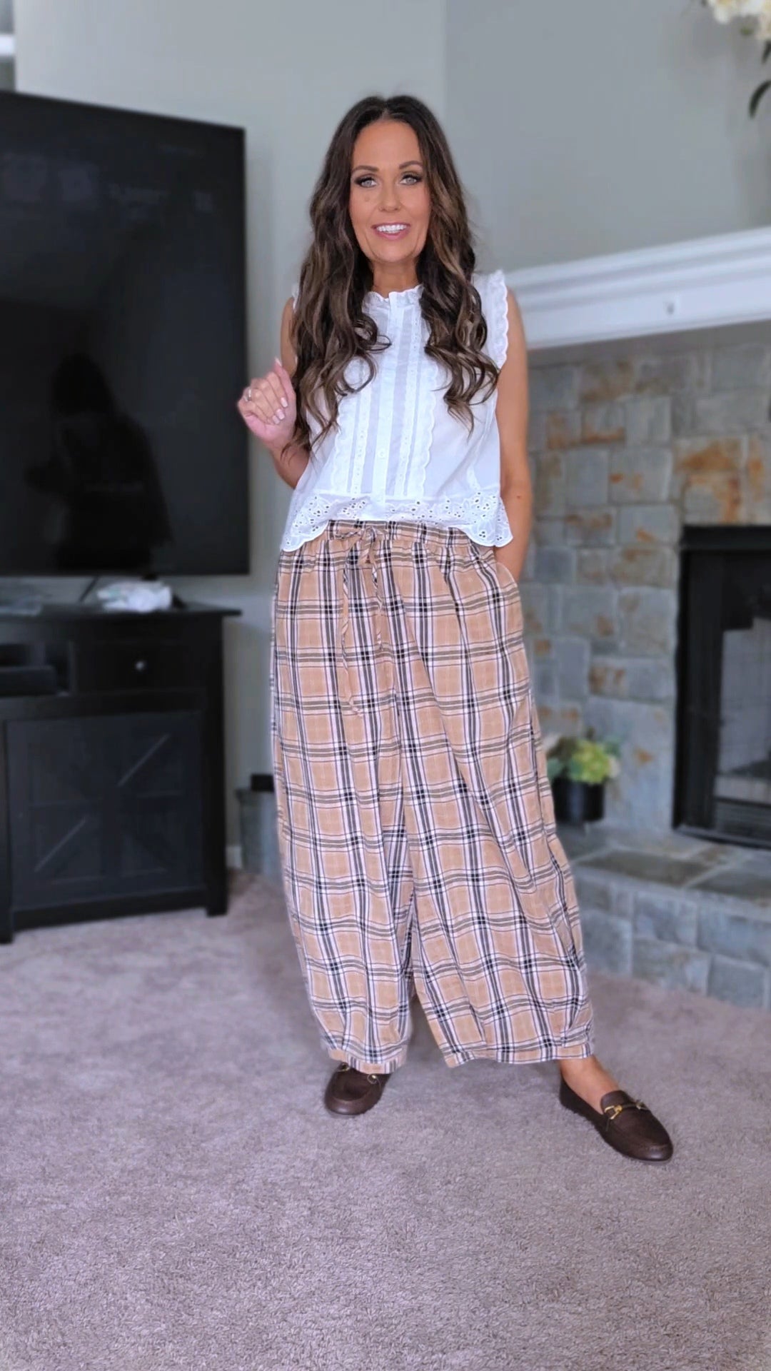 Tarse Plaid Cotton Linen Pants